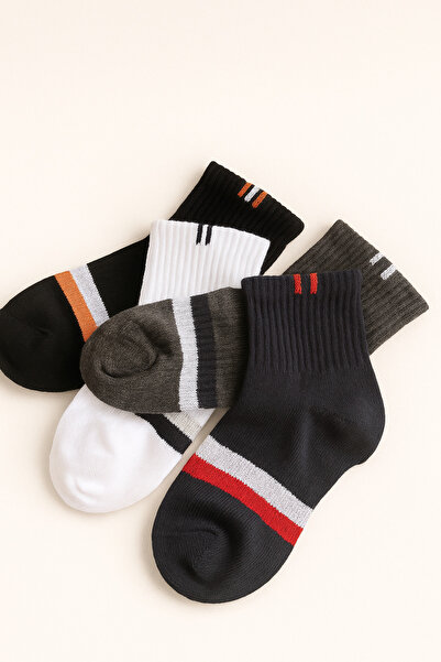 hefox 4 Pairs of Boys' Striped Patterned Toe Stitch-Free Socks
