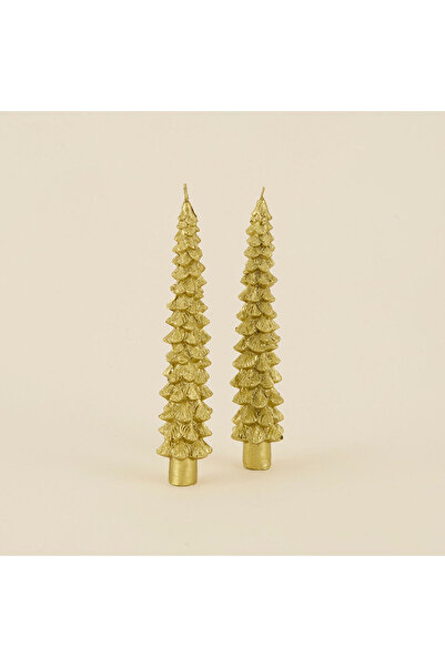 Karaca Home New Year Yılbaşı Çam Ağacı Şekilli 2'li Şamdan Mum 27 cm