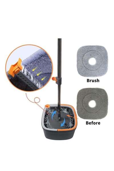 Yelajoy Spin Mop and Bucket Set,with 4 Microfiber Replacement Mop cloth,Adjustable length steel handle