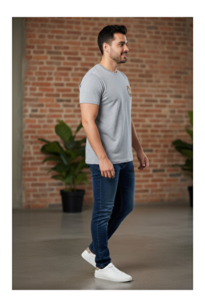 QUOS Ανδρικό μπλουζάκι με λαιμόκοψη με τύπωμα