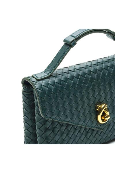 Sofia Baldi Lock Dark Green Genuine Leather Women's Bag