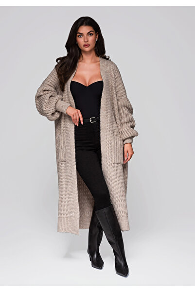 OMBRE Damen-Cardigan LW-SWCD-0104 – Hellbeige