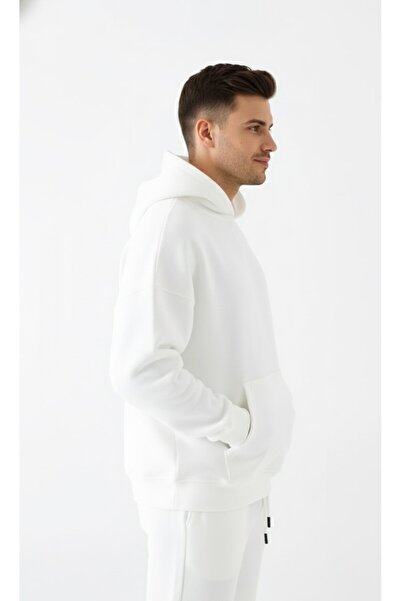 525 Men's White Oversized Hoodie Sweatshirt