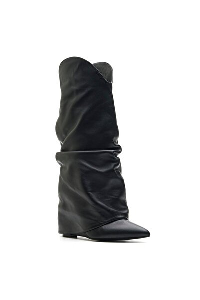 Sofia Baldi Vansy Black Genuine Leather Women's Heel Boots