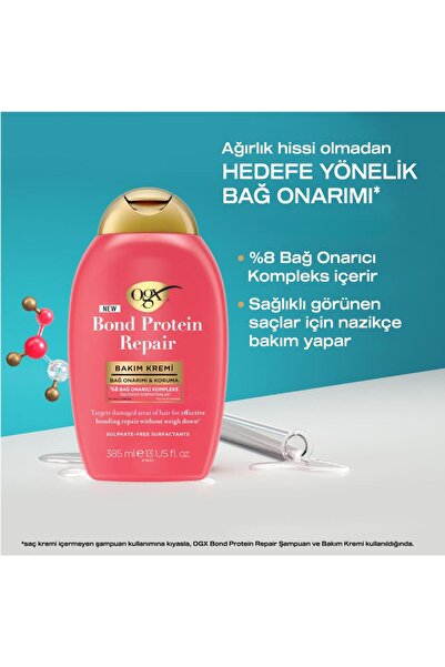 OGX Bond Protein Repair Şampuan 385 ml + Bond Protein Repair Bakım Kremi 385 ml