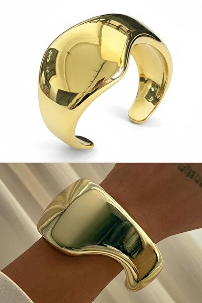 TAKIŞTIR Gold Color Plate Clamp Bracelet