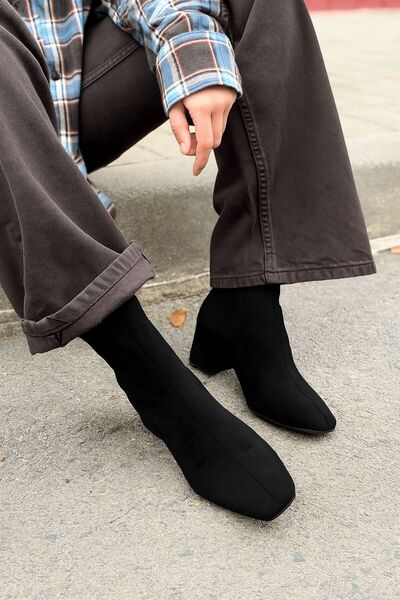 I Love Shoes Jornel Kadın Topuklu Streç Bot Siyah Süet