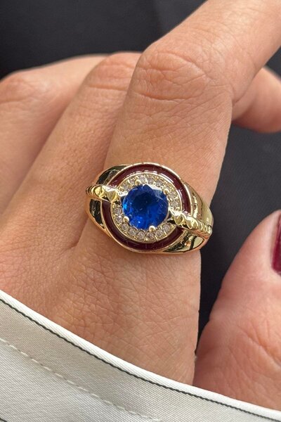 TAKIŞTIR Gold Color Stone Detailed Adjustable Ring