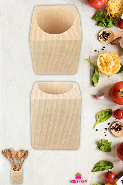 MONTESEV Doğal Diş Budak Ağaç Kaşıklık Tezgah Üstü Servis Dik Kaşıklık Düzenl...