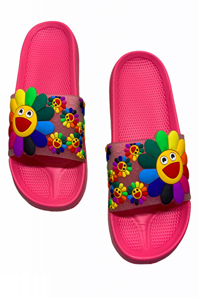 TECOS Women's pool or beach slippers, pink, size 40-41, 3D sunflower print