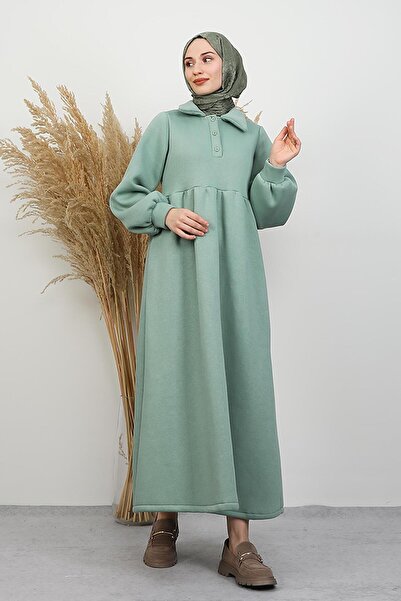 GİYZAMİLA Şevval Buttoned Dress Mint