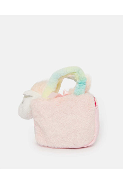 REDTAG Girls Pink Unicorn Character Faux Fur Backpack