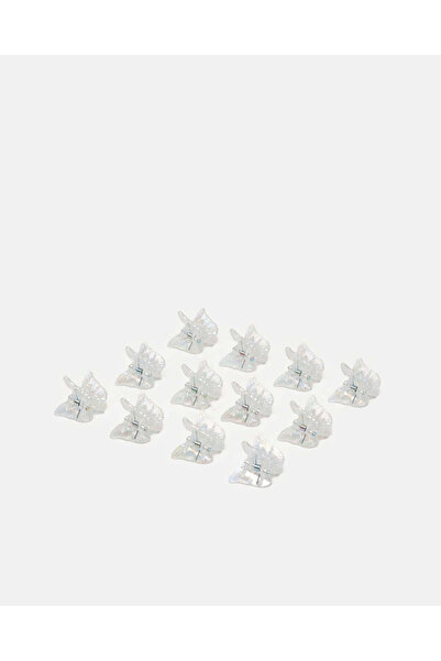 REDTAG Girls White Embellished Hair Claw Set (Pack of 12)