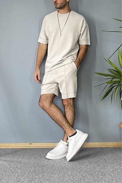 Alışveriş Sokağı Gray Oversized Shorts T-Shirt Set