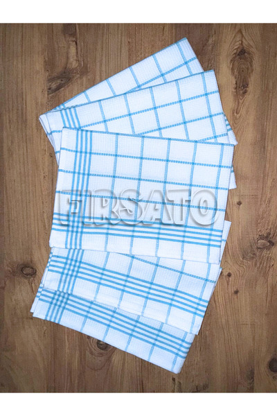 Fırsato منشفة مطبخ مخططة ذات ملمس خلية النحل |   غطاء التغذية |   قماش تجفيف – 50×70 سم (عبوة من 5 قطع)