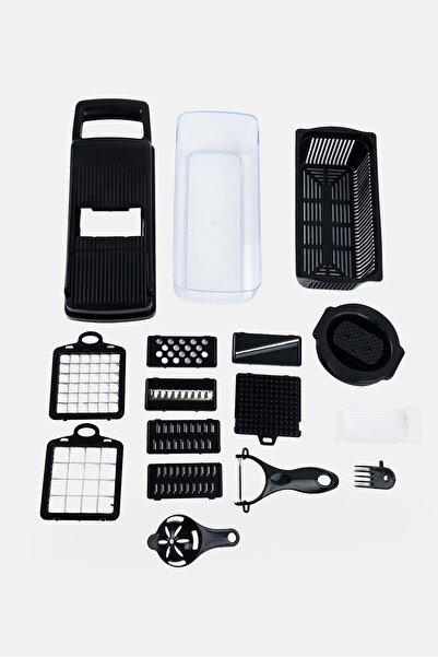 Phantom Chef Chopper Multi- Funtional One Piece Vegetable Cutter 16 Pieces Set, Black