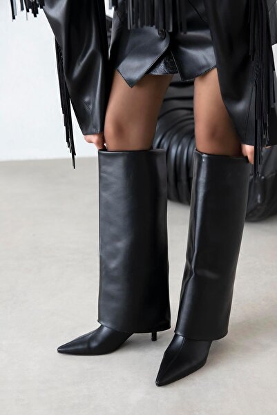 STRASWANS Zack Women's Leggings Detail Leather Boots Black