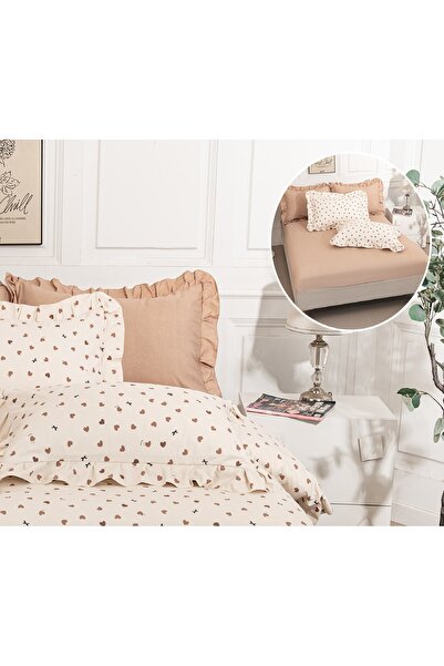 CHIRASO Ruffled Bedding Set, ELASTIC Sheet 180x200cm, Duvet Cover 200x230, 2 Pillowcases 52x75