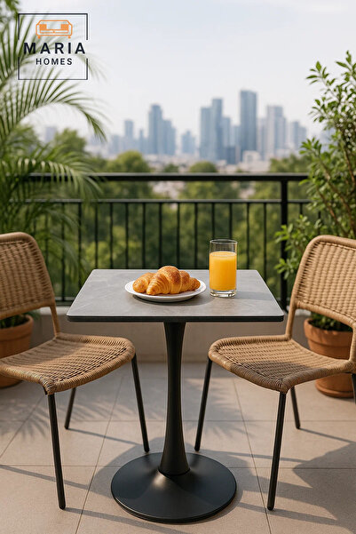 MARIA HOMES Rectangular Grey Dining Table – Modern Café, Restaurant, Office & Home Metal Furniture 60×60 cm