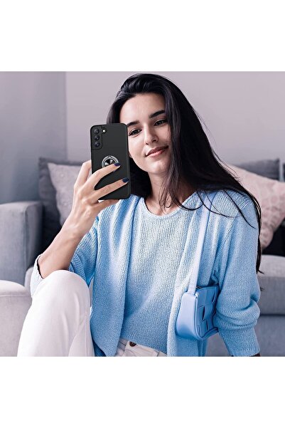 MobileSmart Case for Samsung Galaxy S22 PLUS, Military Protection, 360° Kickstand Metal Ring, Shockproof, Black