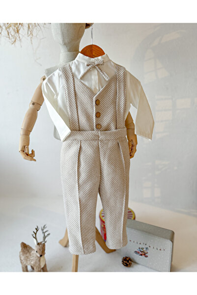 Sis and Bro BEJ BALIKSIRTI PANTOLON SALOPET- GÖMLEK