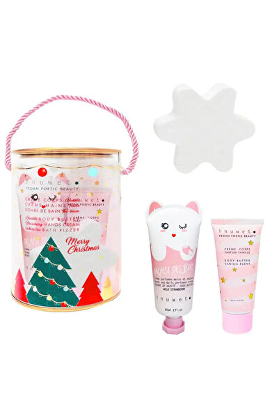 Inuwet Silindir Kutulu Yılbaşı Seti - Çilek Kokulu El Kremi 60ml Vınsnow