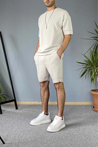 Alışveriş Sokağı Gray Oversized Shorts T-Shirt Set