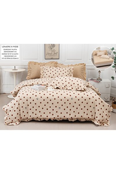 CHIRASO Ruffled Bedding Set, ELASTIC Sheet 180x200cm, Duvet Cover 200x230, 2 Pillowcases 52x75