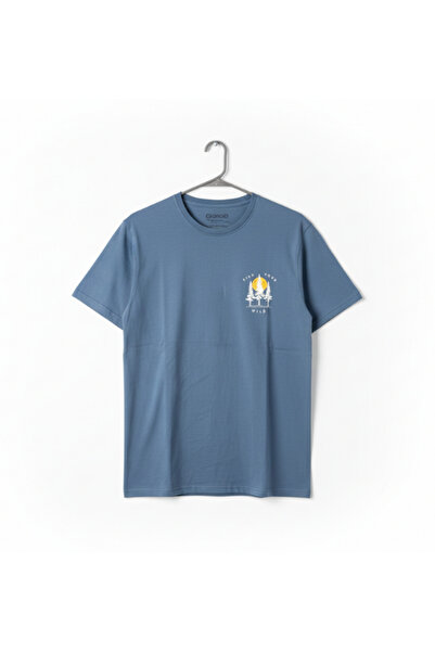 QUOS Ανδρικό μπλουζάκι με λαιμόκοψη με τύπωμα