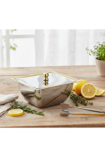 Arsel Siena Gold Altın Kaplama 304 Çelik Şekerlik ve Şeker Maşası – Şık Sunum & Lokumluk Seti