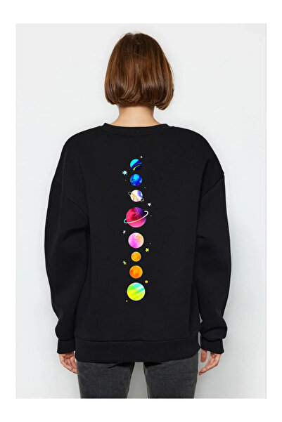 Tubinyoo Planets Printed 3 Thread Crew Neck Sweatshirt