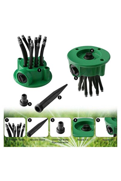 Generic Garden Sprinkler, 12-Head 360° Adjustable Lawn Irrigation System
