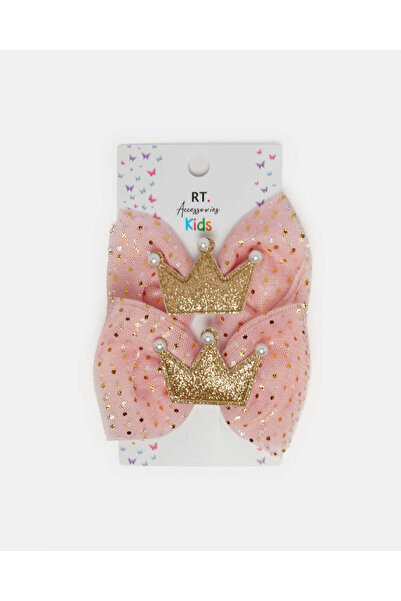 REDTAG Girls Gold Embellished Hair Clips Set (Pack of 2)