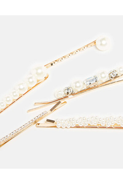 REDTAG Women Gold Embellished Hair Clip Set (5 Piece)