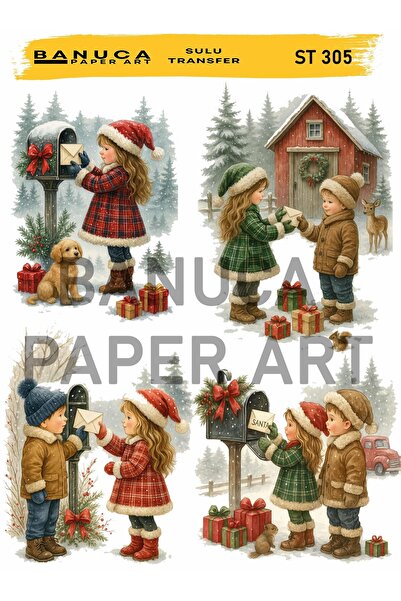 Banuca Paper Art مناظر شتوية ST305، نقل مائي للخلفيات الخارجية بنمط بطاقة بري...