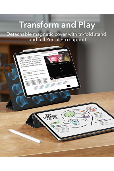 ESR iPad Air 13 (M3/M2) / Pro 12.9 (M2/M1) Rebound Magnetic Case (6Th/5Th/4Th Generation) Nesil) - Black