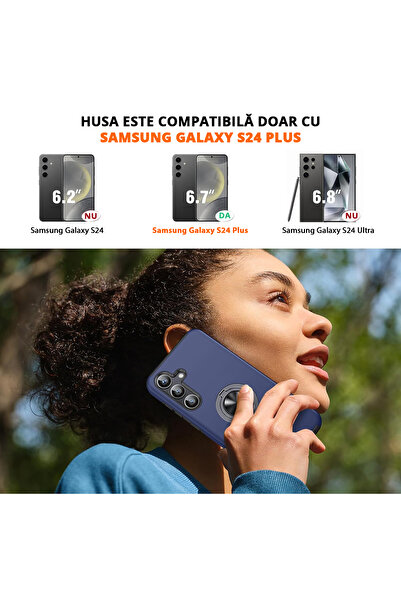 MobileSmart Case for Samsung Galaxy S24 PLUS, Military Protection, 360° Kickstand Metal Ring, Shockproof, Blue