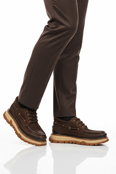 Guja Brown Nubuck Genuine Leather High Sole Men's Casual Shoes 25K550 m