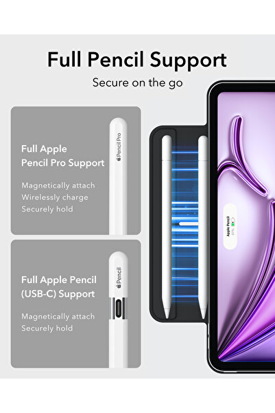 ESR iPad Air 13 (M3/M2) / Pro 12.9 (M2/M1) Rebound Magnetic Case (6Th/5Th/4Th Generation) Nesil) - Black