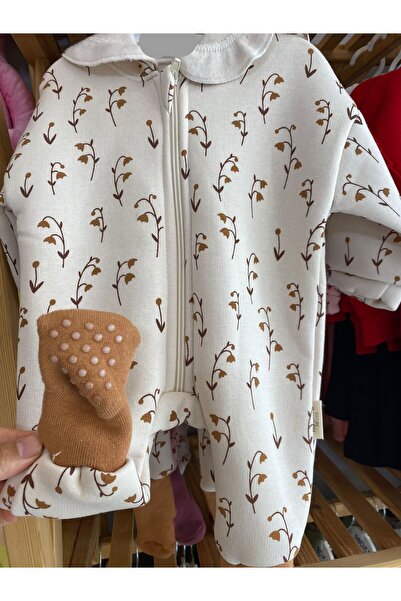 zeyd 3 İp Fleece-Lined Hooded Floral Printed Jumpsuit