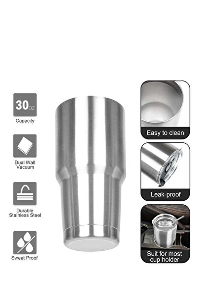 Beauenty Tumbler with Lids and Straws Double Wall Insulated 30oz Stainless Steel Travel Mug