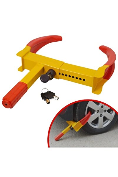 OEM Trailer wheel lock, weather-resistant steel, adjustable to 280 mm, red and yellow, includes 2 keys