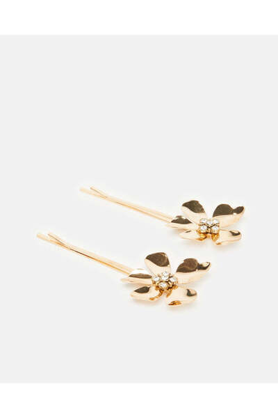 REDTAG Women Gold Embellished Hair Clip Set (2 Piece)