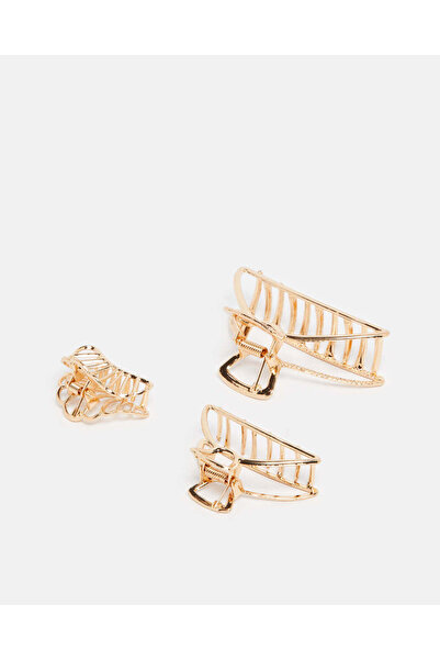 REDTAG Women Gold Hair Claw (3 Piece)