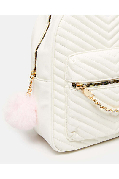 REDTAG Girls White Textured Backpack