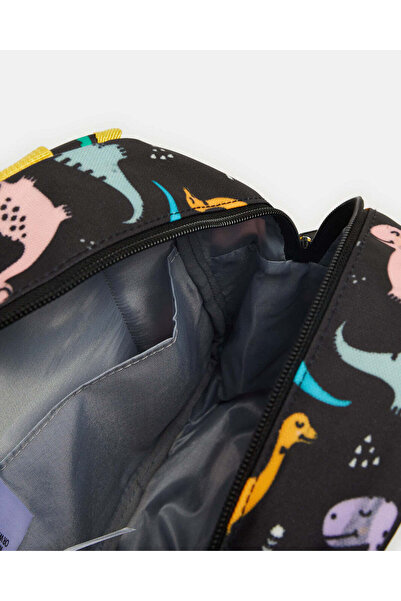 REDTAG Boys Black Dino Printed Backpack