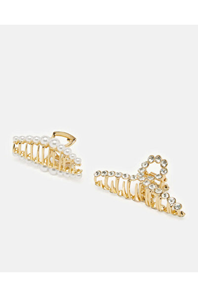 REDTAG Women Gold Embellished Hair Clip Set (2 Piece)