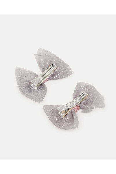 REDTAG Girls Grey Embellished Hair Clip Set (Pack of 2)