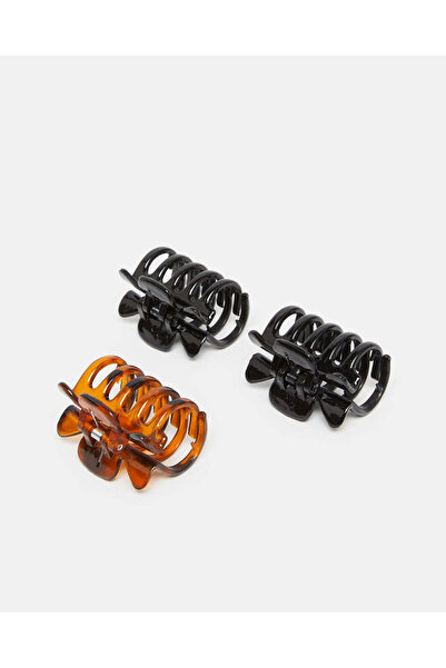 REDTAG Women Black And Brown Jaw Clip Set (Pack of 3)
