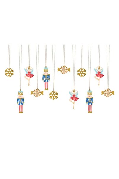 Party Set de 12 decorațiuni de Crăciun - Spargător de nuci, multicolor